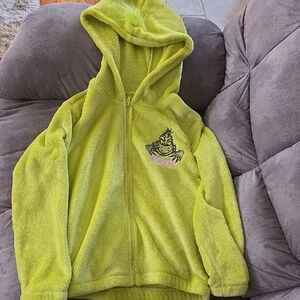 Kids Lime Green Fleece Grinch Hoodie - size 14